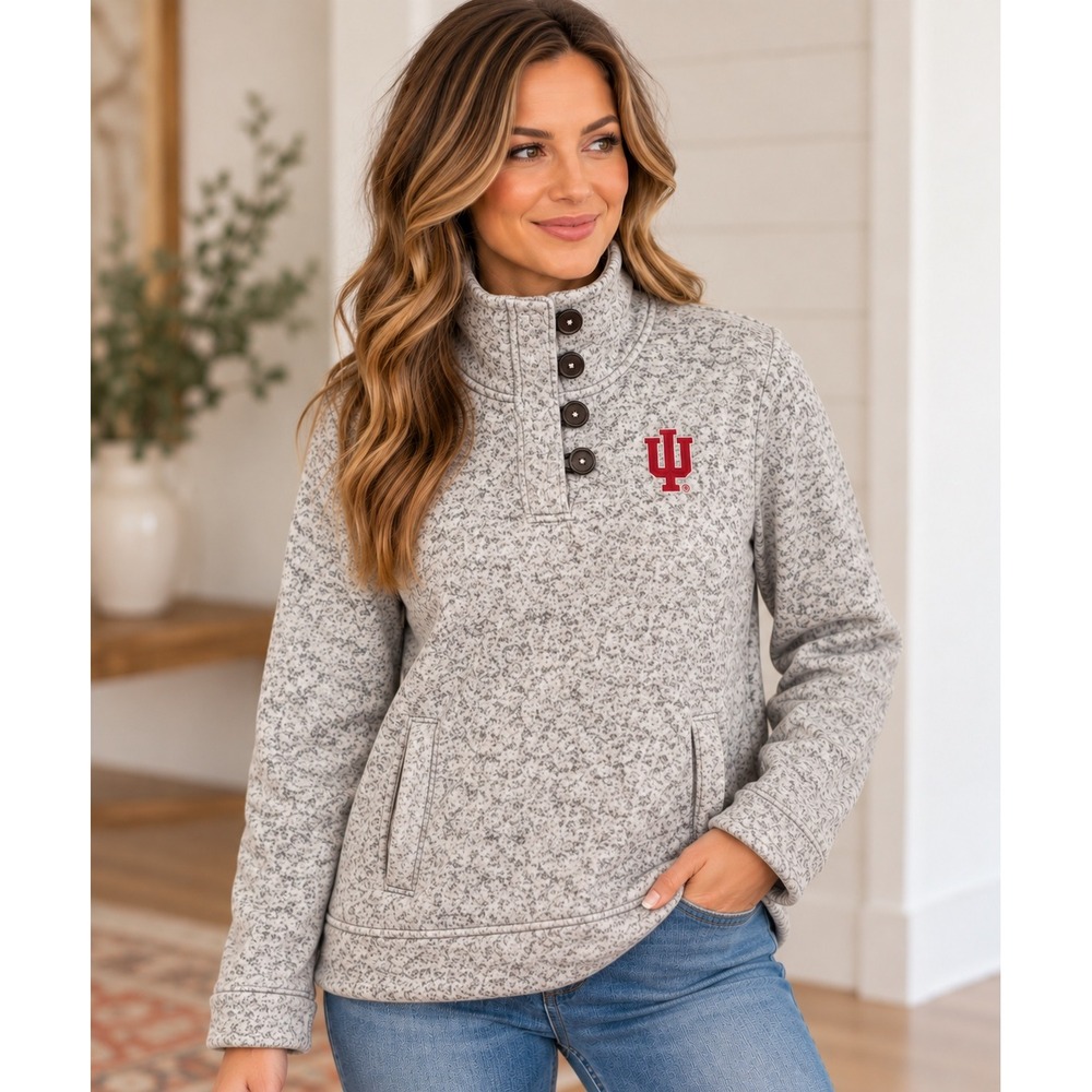 Champion Elite Indiana University IU Hoosiers Cowl Neck Pullover Medium Gray